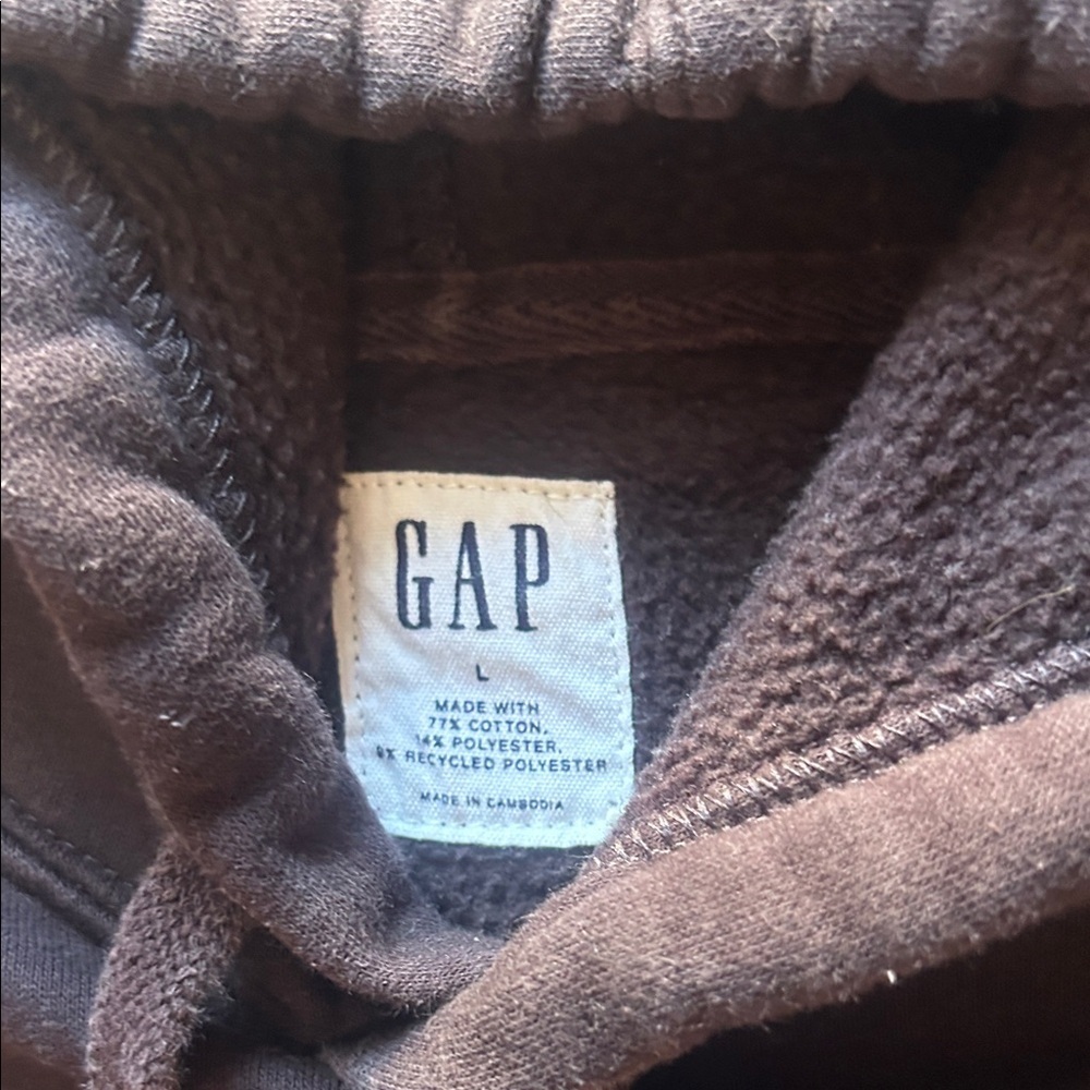 GAP Dark Brown Pullover Hoodie with Cream Logo - Picture 6 of 11
